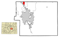 El Paso County Colorado Incorporated and Unincorporated areas Woodmoor Highlighted.svg