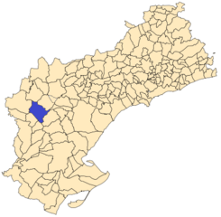 Situación de Gandesa en la provincia de Tarragona.
