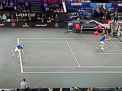 Archivo:Laver Cup Federer and Tsitsipas doubles