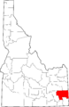 Map of Idaho highlighting Caribou County