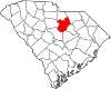 Mapa de Carolina del Sur con la ubicación del condado de Kershaw