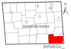 Map of Susquehanna County Pennsylvania highlighting Clifford Township.PNG