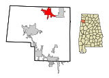 Marion County Alabama Incorporated and Unincorporated areas Hackleburg Highlighted.svg