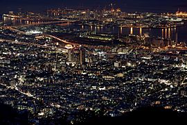 Night view of Rokkō Island and Higashinada-ku, Kobe, Japan