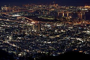 Night view of Rokkō Island and Higashinada-ku, Kobe, Japan.jpg