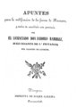 Portada de "Apuntes para la modificación de los fueros de Navarra" del licenciado Isidoro Ramírez Burgaleta