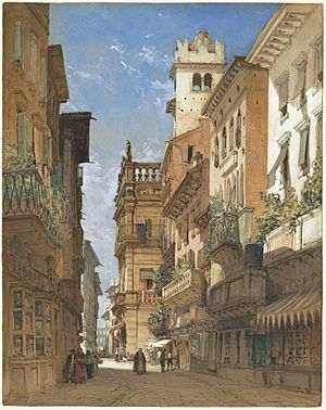 Archivo:William Callow, Corso Sant' Anastasia with the Palazzo Maffei in Verona, 1855, NGA 163356