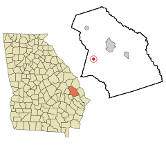 Bulloch County Georgia Incorporated and Unincorporated areas Register Highlighted.svg