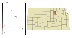 Clay County Kansas Incorporated and Unincorporated areas Oak Hill Highlighted.svg