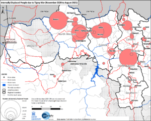 Archivo:Distribution of Internally Displaced People (IDPs) due to the Tigray War at the end of August 2021