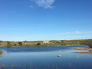 Archivo:Embalse de abastecimiento municipal de agua de Navas del Madroño