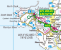 Holy Island, Anglesey 1-250,000 OS map 2010
