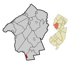 Hunterdon County New Jersey Incorporated and Unincorporated areas Lambertville Highlighted.svg