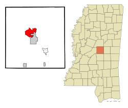Leake County Mississippi Incorporated and Unincorporated areas Redwater Highlighted.svg