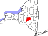 Mapa de Nueva York con la ubicación del condado de Otsego