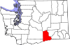 Mapa de Washington con la ubicación del condado de Benton