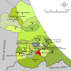 Localización en la comarca de la Safor