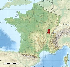Archivo:Poulet de Bresse area of production on France relief location map