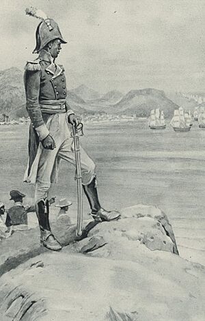 Archivo:The death of poor Toussaint L'Ouverture draws near, the negro leader watches the coming fleet sent by Napoleon for his destruction
