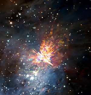 Archivo:ALMA views a stellar explosion in Orion