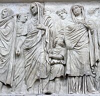 Archivo:Ara Pacis relieve Roma - Marcus Vipsanius Agrippa con Vipsania Polla
