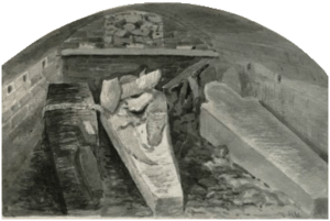 Archivo:Coffins in the vault of Henry VIII St Georges Chapel Windsor