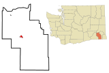 Columbia County Washington Incorporated and Unincorporated areas Dayton Highlighted.svg