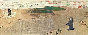 Archivo:Honen shonin eden - Honen dreams of Shan-tao