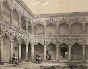 Archivo:Jenaro Pérez Villaamil (1842) Guadalajara. Patio del Palacio de los Duques del Infantado