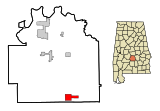 Lowndes County Alabama Incorporated and Unincorporated areas Fort Deposit Highlighted.svg