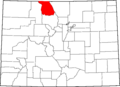 Map of Colorado highlighting Jackson County