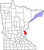 Map of Minnesota highlighting Chisago County.svg