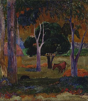 Archivo:Paul Gauguin - Landscape with a Pig and a Horse (Hiva Oa) - Google Art Project