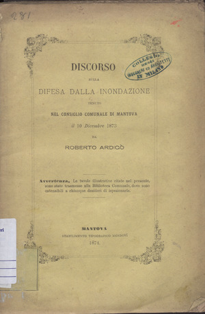Archivo:Roberto Ardigò – Discorso sulla difesa dalla inondazione, 1874 - BEIC 6280257
