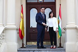 Archivo:28-2-2020, el presidente del Gobierno se reúne con la presidenta de La Rioja