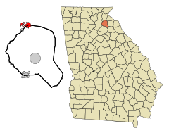 Banks County Georgia Incorporated and Unincorporated areas Baldwin Highlighted.svg