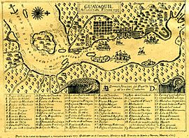 Archivo:Ciudad Vieja y Nueva de Guayaquil en 1741 (Versión auxiliar - datada hacia Agosto de 1952) - AHG
