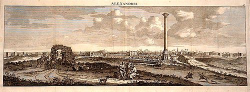 Archivo:Cornelius de Bruyn, view of Pompey's Pillar with Alexandria in the background, 1681