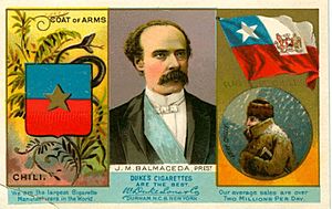 Archivo:DUKE's Cigarettes BALMACEDA Coat of Arms & Flag CHILI