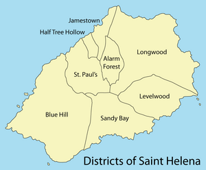 Distritos de la isla Santa Elena.