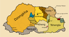 Languages of Bhutan with labels.svg