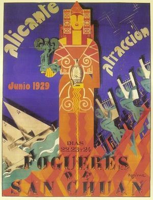 Archivo:Lorenzo Aguirre - Cartel para las Fogueres de San Chuan (Alicante) de 1929