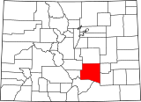 Map of Colorado highlighting Pueblo County.svg