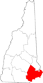 Map of New Hampshire highlighting Rockingham County