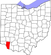 Mapa de Ohio con la ubicación del condado de Clermont