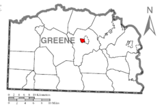 Map of Waynesburg, Greene County, Pennsylvania Highlighted.png