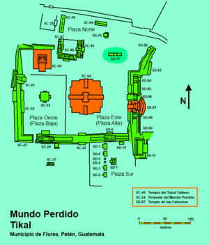 Archivo:Mapa del Mundo Perdido, Tikal, Guatemala