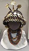 Reconstructed sumerian headgear necklaces british museum