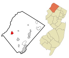 Sussex County New Jersey Incorporated and Unincorporated areas Crandon Lakes Highlighted.svg