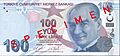 100 Türk Lirası front